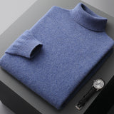 Men's high collar pullover sweater for autumn and winter, loose knit base sweater for men