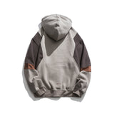 Japanese fashion brand color blocked hooded sweatshirt for men, retro city boy versatile casual top