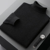 Men's high collar pullover sweater for autumn and winter, loose knit base sweater for men