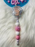 Coffee with Daisies Beaded Badge Reel