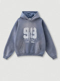 Vintage Graffiti Print Fleece Hoodie