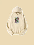 Men Colorful Doodle Letter Printed Cotton Hoodie