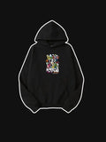 Men Colorful Doodle Letter Printed Cotton Hoodie