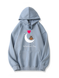 Valentine's Day Owl Love Print Cotton Hoodie