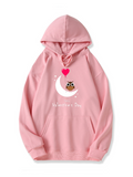 Valentine's Day Owl Love Print Cotton Hoodie