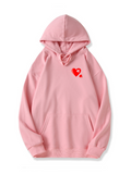 Love Puzzle Heart Print Cotton Hoodie for Valentine's Day