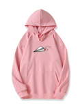 Paper Plane Heart Print Cotton Hoodie for Valentine's Day