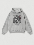 Vintage Number  Printed 410g Cotton Hoodie