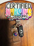 Certified Nursing Assistant Bright with Charm Badge Reel