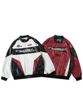 Fashionable Letter & Racing Car Printed Faux Leather Jacket for Men