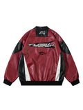 Fashionable Letter & Racing Car Printed Faux Leather Jacket for Men