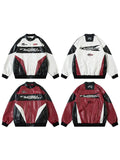 Fashionable Letter & Racing Car Printed Faux Leather Jacket for Men