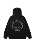 Hoodie Sweatshirt With Demon Horn Design For Women