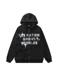 Vintage Star Print Front Zipper Hooded Sweatshirt Sports Men Casual Streetwear Emma Bridess