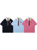 Y2K Polo Collar Tees with Tie