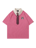 Y2K Polo Collar Tees with Tie