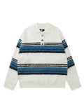 Men's Contrast Color Turn-down Collar Sweater