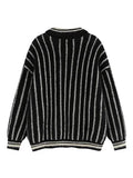 Striped Drop Shoulder Polo Neck Front Sweater