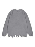 Men's Letter Embroidered Distressed Hole Casual Knit Sweater