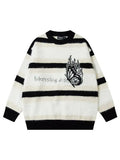 Men's Casual Colorblock Butterfly Striped Sweater