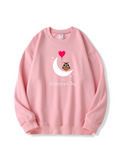 Valentine's Day Owl Love Print Cotton Sweatshirt