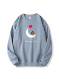 Valentine's Day Owl Love Print Cotton Sweatshirt