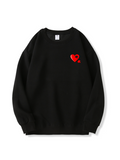 Love Puzzle Heart Print Cotton Sweatshirt for Valentine's Day