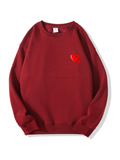 Love Puzzle Heart Print Cotton Sweatshirt for Valentine's Day