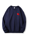 Love Puzzle Heart Print Cotton Sweatshirt for Valentine's Day