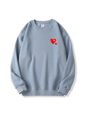 Love Puzzle Heart Print Cotton Sweatshirt for Valentine's Day