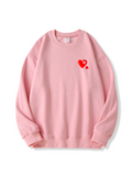 Love Puzzle Heart Print Cotton Sweatshirt for Valentine's Day