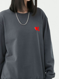 Love Puzzle Heart Print Cotton Sweatshirt for Valentine's Day