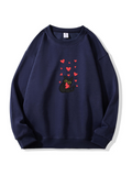 Valentine's Day Black Kitty Love Printed Cotton Sweatshirt