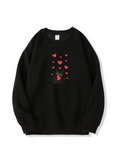 Valentine's Day Black Kitty Love Printed Cotton Sweatshirt