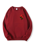 Red Rose Printed Cotton Sweatshirt for Valentine's Day