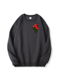 Red Rose Printed Cotton Sweatshirt for Valentine's Day