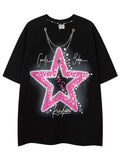 Y2K Star Graphic Tees With Necklace