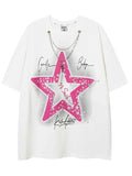 Y2K Star Graphic Tees With Necklace