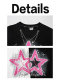 Y2K Star Graphic Tees With Necklace