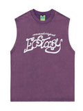 Retro Letter Printed Sleeveless Tee