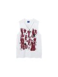 Vintage Letter Printed Vest