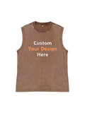 230g Washed Sleeveless Tees with Custom Embroidery